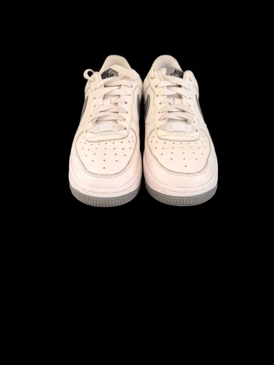 Nike Air Force 1 Low Women's Sneakers - White with Gray Swoosh - Picture 3 of 6
